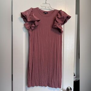 Express Mauve Ruffle Sleeve Dress
